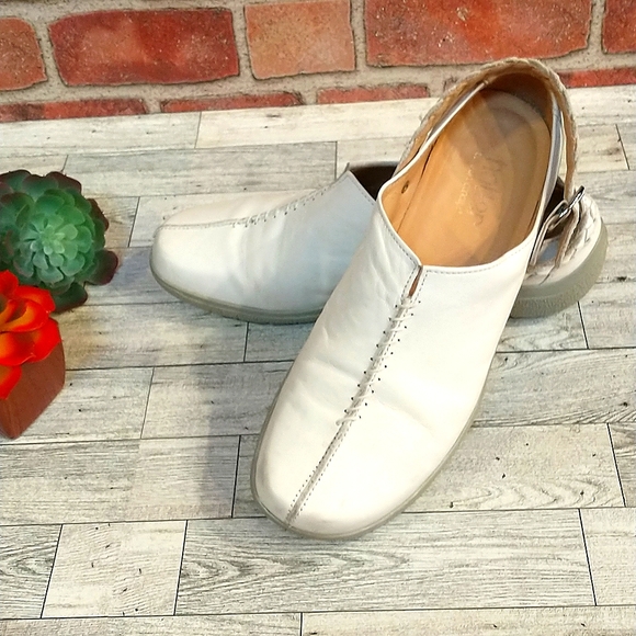 Hotter Magical White Leather Mules With Hand Plaited Strap Sz 9 1/2 - Picture 4 of 9